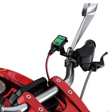 Waterproof Motorcycle SAE Dual USB Power Socket Charger for Phone Charging with Digital Voltmeter