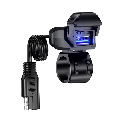 Waterproof Motorcycle USB-A Charger Separation Line & LED Light Design QC 3.0 Fast Charger Portable Motorcycle Quick Charger