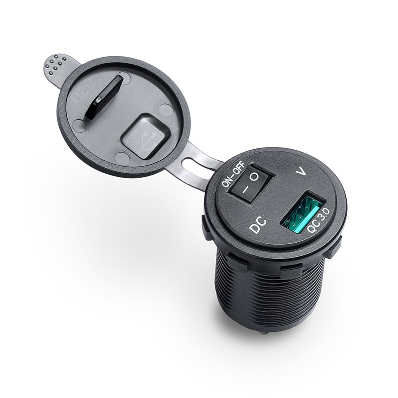 Kewig Custom QC3.0 Dual USB Car Chargers Fast Charging with Voltage Monitoring and Switch Button for Mobile Phones and Boats