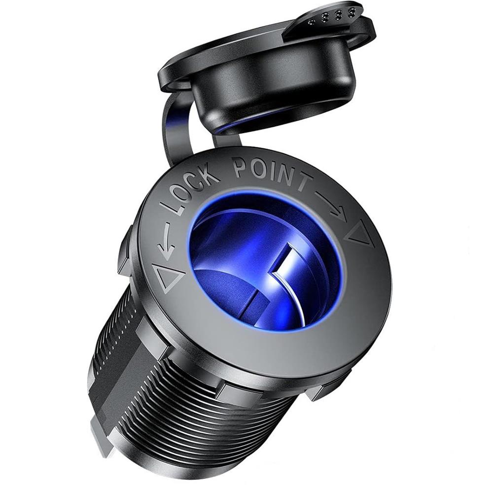 Kewig 12V Waterproof ABS Power Socket Car Marine Motorcycle Cigarette Lighter Socket