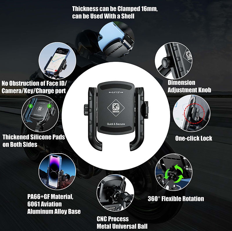 Vibration Dampener Shockproof Motorcycle Phone Mount
