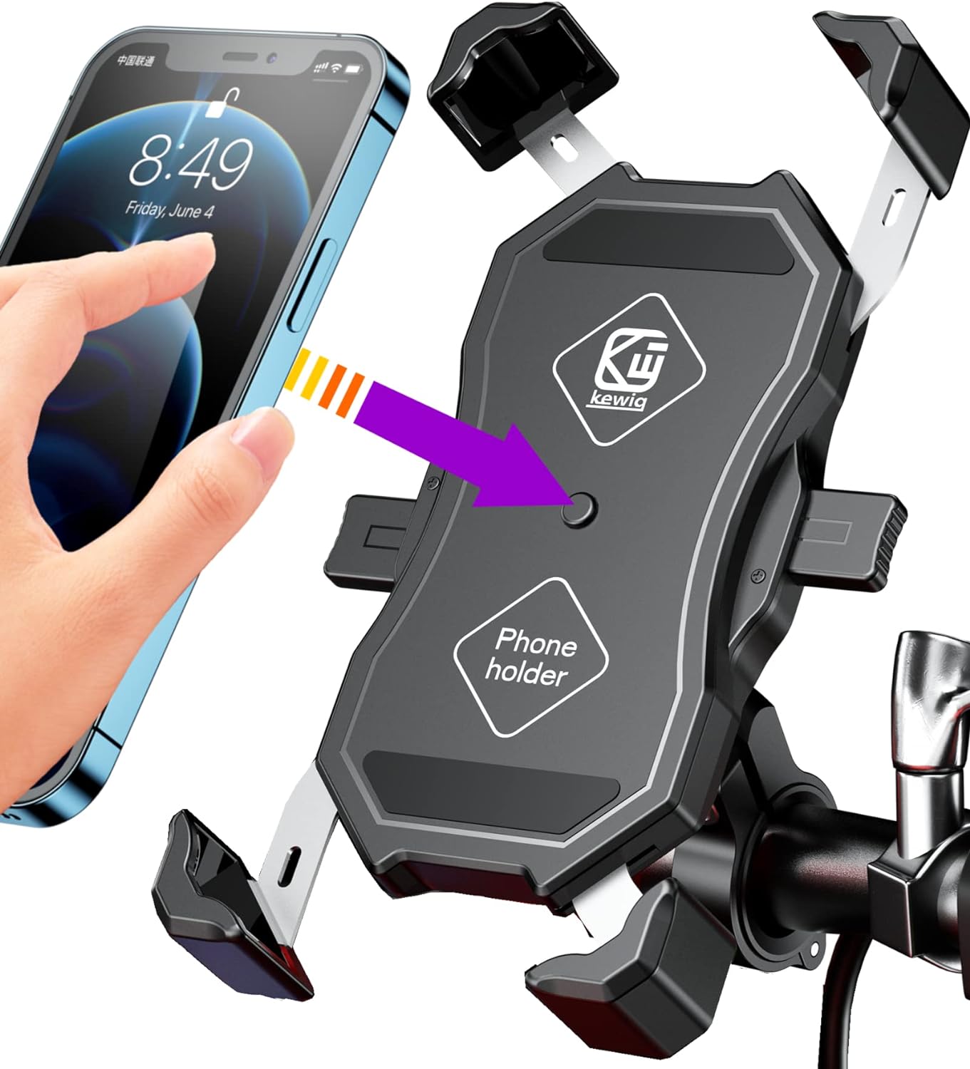 One Touch Auto Lock Motorcycle Phone Holder 